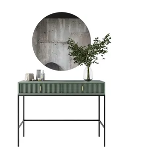 lookway SCHMINKTISCH MIDNIGHT auf Gestell mit Spiegel und LED-Beleuchtung grün