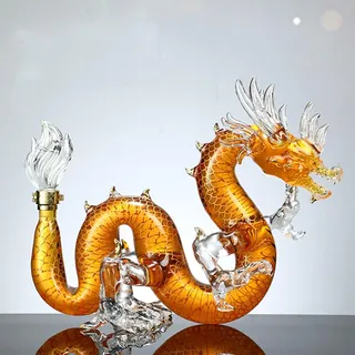 GUODDM Kunststatue – Chinesische Sternzeichen-Karaffe, Orientalischer Drache, Bleifreies Glas, Handgefertigt, Tischdekoration, Personalisierte Tier-Weinflasche