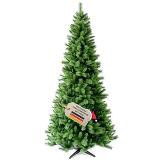 RS Trade Schmaler künstlicher Weihnachtsbaum 1101 Colorado 270 cm Grün mit Metallständer, Christbaum künstlich, Kunsttannenbaum, Klappsystem, schwer entflammbar, einfacher Aufbau, für Allergiker