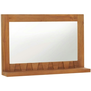 vidaXL Wandspiegel mit Regal 60×12×40 cm Teak Massivholz