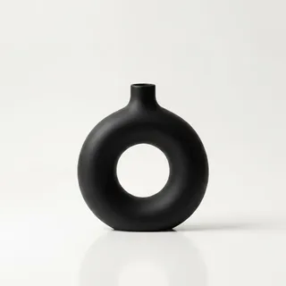 Runde, Dekorative Vase Mit Loch, Schwarz, Für Blumen, Minimalistisch