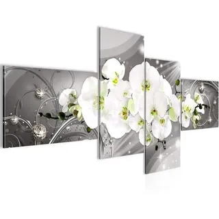 Famanu Blumenbild - Abstrakte Wanddekoration - 4-teiliges Design - 100 x 50 cm - Grau