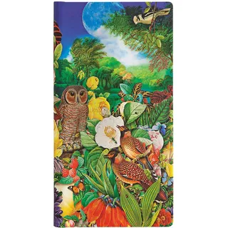 Paperblanks Naturcollagen Garten im Mondschein Notizbuch Schlank Liniert, Slim (180 x 90)