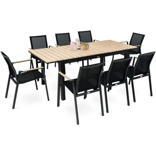 di volio Gartenmöbel MIRANNO, ausziehbarer Gartentisch mit stapelbaren Stühlen - Set, langlebige Essgruppe für 6-8 Personen, robust & wetterfest (Beige, 8-Sitzer)