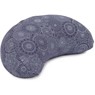 Bodhi Meditationskissen Yogi Mond | Maharaja Collection | Halbmond Yogakissen mit Buchweizenfüllung | Bedruckter Bezug aus 100% Baumwolle | Kissen für Yoga & Meditation | dunkelblau/Mandala