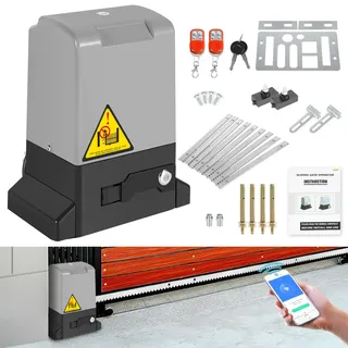 Hebitod Schiebetorantrieb Set 370W, Smart WiFi Toröffner garagentorantrieb bis 800 kg, Elektrischer Flügeltorantrieb mit 2 Fernbedienung & Entriegelungsschlüssel für Innenhof, Weide, Fabrik