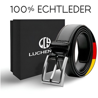 S&T Design Ledergürtel Gürtel Herren Echtleder Braun 115CM Lang Jeans (Geschenkbox) Vollledergürtel, XXL, Anzug schwarz
