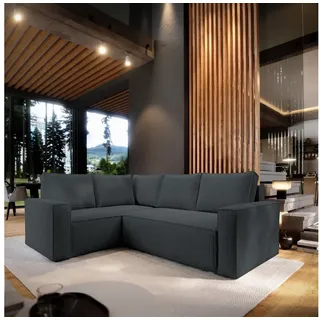 masseno Ecksofa Polyester mit Schlaffunktion 3-Sitzer Grau