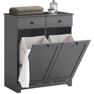 SoBuy Wäscheschrank 78 x 90 x 38 cm Grau MDF
