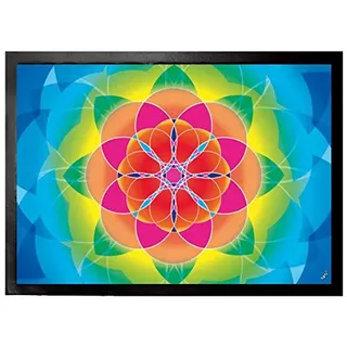 1art1 Mandalas Blume des Lebens, Regenbogen Fußmatte Dekomatte Innenbereich | Design Türmatte 70x50 cm