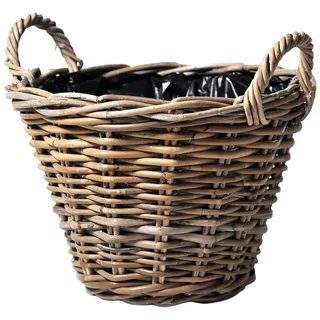 Annastore Weidenkorb Pflanzkorb aus Weide mit Henkel und Innenfolie Blumenkorb Pflanzkorb