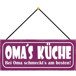 Schatzmix Oma's KÜCHE am besten Metallschild 27x10cm Deko tin Sign mit Kordel Blechschild, Blech, Mehrfarbig, 27x10 cm