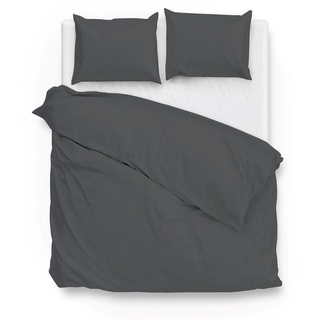 Zo Home Satin-Bettwäsche SATINADO, Anthrazit - 155 x 220 cm - mit Reißverschluss