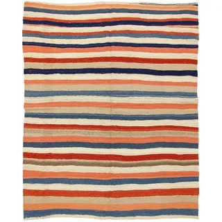 Nain Trading Designteppich Perser Kelim Fars Ghashghai 255x213 Handgewebt Orientteppich, Höhe: 0.4 mm blau