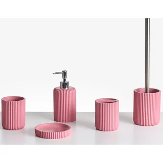 Beliani Badaccessoires Set 5-teilig Badaccessoire-Set Rosa
