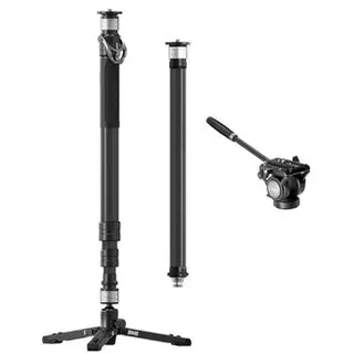 YC Onion PINETA Carbon Fiber Monopod with Carbon Fiber extension tube,fluid head