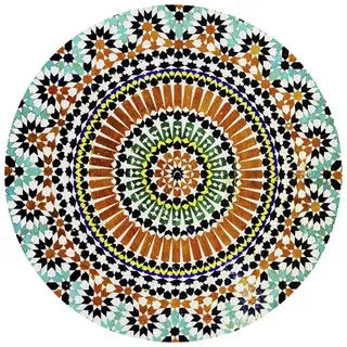 mySPOTTI Tischset »Singa«, rund, Kunstleder, tuerkis/orange/gelb - bunt