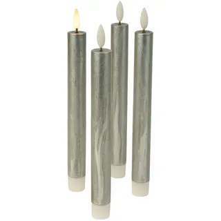 Fachhandel Plus LED Stabkerzen 4er Set mit Timer – Echtwachskerzen 24,5 cm mit 3D Flamme & Fernbedienung – flackernde LED Kerzen für Kerzenhalter