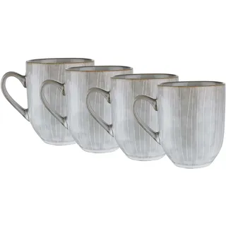 BUTLERS Tasse 400ml 4er Set HENLEY Steinzeug Geschirr Kaffeetasse & Teetasse | Tasse für Cappuccino Latte Macchiato Kakao | Landhausstill reaktive Glasur | Mikrowellen- & spülmaschinenfest
