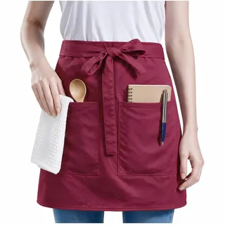 Nanxson Unisex Kellnerschürze Arbeitsschürze Kochschürze Taille Schürze | Damen Herren kurz Bistroschürze, halb Küchenschürze mit 2 Taschen für Küche, Restaurant, Café, Bar