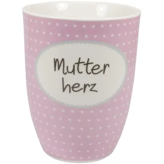 Mea-Living Tasse MUTTERHERZ rosa, 500ml, Becher mit Spruch, Geschenkidee für Mama, Spruchtasse