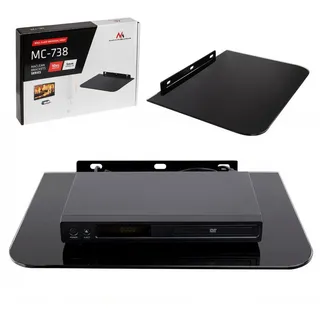Maclean TV-Regal MC-738 TV Wandregal aus Glas – 35x25 cm, bis 10 kg, 1-tlg., Wandablage für Receiver, Konsole & DVD Player schwarz