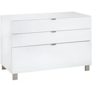 Hom`in Sideboard, Weiß, Kunststoff, 2 Schublade(n) Schubladen, 110.1x73.1x52.5 cm, Beimöbel erhältlich, stehend, Abdeckplatte aus Glas, Wohnzimmer, Kommoden & Sideboards, Sideboards