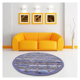 Bestlivings Teppich, rund, Flickenteppich aus Jeansstoff, handgefertigt "Jeans" blau rund | 150 cm x 150 cm