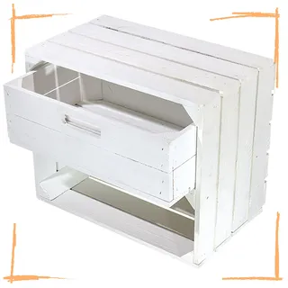Vintage Möbel 24 GmbH Neues weißes Shabby chic Wandregal mit Schublade 50cm x 40cm x 30cm Regalkiste Weinkiste Obstkisten Holzkiste Regal universell
