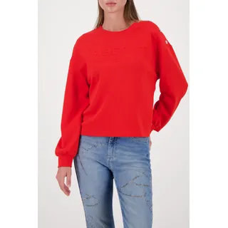 Sweatshirt MONARI, Damen, Gr. 46, rot (chilli pepper), Sweatware, Obermaterial: 55% Polyester, 38% Viskose, 7% Elasthan, unifarben, regular fit normal, Rundhals, Bündchen, Sweatshirts Sweatshirt, Rundhalsausschnitt, Regular Fit, Prägeschrift