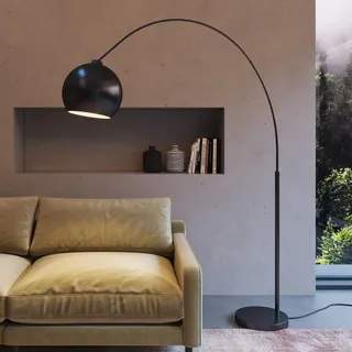 KARE Lounge Small Deal Eco Bogenleuchte, schwarz, schwarz, für Wohn- / Esszimmer, Metall, Design, Stehlampe - 163 cm - 38.5 cm - 175 cm