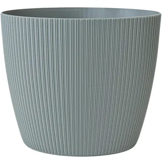 KONZEPT Blumentopf, gerillte Struktur, Übertopf 26 cm Durchmesser, grau | Aus Recyclingkunststoff, modern, wetterfest & UV-beständig, für Innen & Außen, Balkon & Terrasse