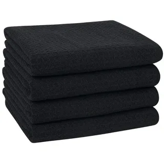 LuxusKollektion Geschirrtuch Microfaser Geschirrtücher 40x60cm Schwarz 4 Stück - Weiche Premium