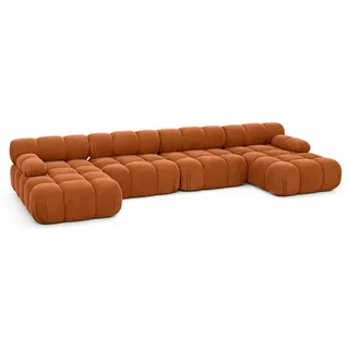 kaiser möbel Ecksofa U-Form XL, Stoff Velours Salvador, Braun, Selia U XL - Braun