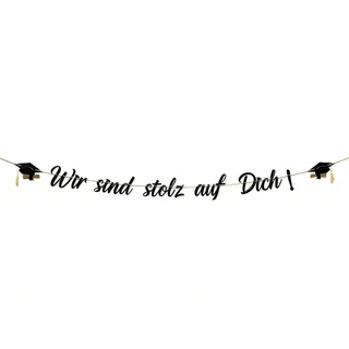 2026 Abschluss Deko, Wir sind stolz auf Dich Girlande Schwarz, Graduation Deko Girlande, Bachelor Deko Banner, Bachelor Hut Hänge Dekoration für Abitur Bachelor und Master Graduation Abschlussparty