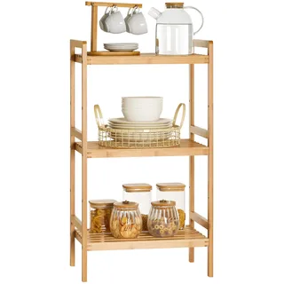 SONGMICS Bambus Regal, Küchenregal, Badregal, Bücherregal, Standregal mit 3 Ablagen, 31,5 x 45 x 80 cm, für Bad, Küche, Wohnzimmer, Schlafzimmer, Balkon, naturfarben BCB073N01