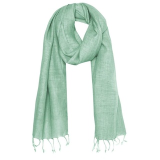 Bovari Schal Leinen Schal für Damen und Herren aus 100% Leinen, - leicht und atmungsaktiv – Sommerschal – Fransen-Schal grün