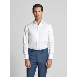 Slim Fit Businesshemd aus Satin, Weiss, 42