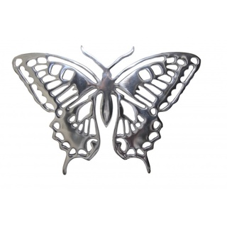 Riesiger Casa Padrino Designer Schmetterling aus poliertem Aluminium, Silber, H 29 cm, B 41 cm - Wandfigur, Wanddekoration Aluminium