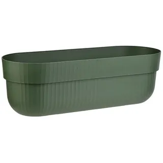 ENGELLAND - 1 x Blumenkasten, Blumentopf, Farbe: Moos-Grün, Pflanzkasten mit Wasserspeicher/Drainagesystem und Abstandshalter, 50 cm, PP-Kunststoff, Balkonkasten, länglich, formstabil