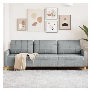 vidaXL Sofa Stoff 3-Sitzer Hellgrau