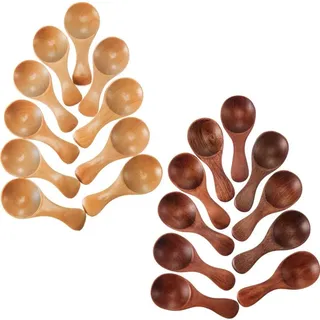 20 Kleine Holzlöffel Für Würzmittel: Zucker, Gewürze, Salz, Honig, Kaffee, Tee, Marmelade, Senf, Eiscreme.