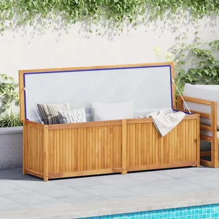 KKHOMEI Gartenbox XXL Holz Gartenbox Holz Auflagenbox Wasserdicht Holz Gartenbox XXL Garten Auflagenbox Kissenbox Gerätebox Massivholz Teak Gartentruhe 175 x 50 x 55 cm