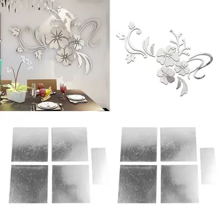 3d-acryl-spiegel-wandtattoo (2 Sets) – Innovative Wanddekoration Mit Rattanblumen Für Das Fernsehzimmer