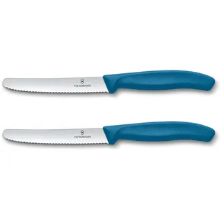 Victorinox Swiss Classic Frühstücksmesser Set 2-tlg. 11 cm Wellenschliff Blau