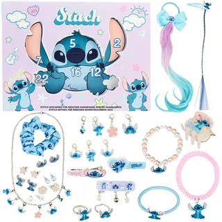 Get Trend Disney Stitch Adventskalender 2025 Mädchen, mit Haarschmuck & Schmuck, Weihnachts Countdown Kalender mit 24 Überraschungen, Geschenk Idee (Lilac Stitch)