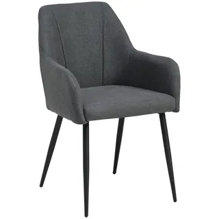 Mid.you Armlehnstuhl, Grau, Schwarz, Metall, Textil, Rundrohr, 56x87x60 cm, Esszimmer, Stühle, Esszimmerstühle, Armlehnenstühle