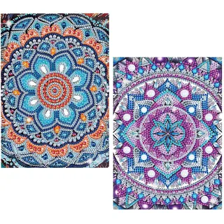 DCIDBEI 2er Set Diamond Painting A5 Notizbücher Blanko Diamant Malerei Tagebuch Journal Buch Mandala DIY Tagesbuch Notizbuch A5 Buch zum Schreiben und Planen Schreibblock Skizzenbuch Geschenk Mädchen