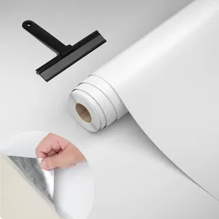 WADILE Selbstklebende Tapete Silber 40cm x 200cm – wasserdichte Alufolie Tapete für Küche, Arbeitsplatten, Schränke & Rückwand – inkl.Rakel