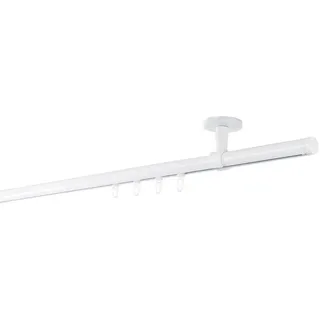 ONDECO Gardinenstange auf Maß Innenlauf 20mm Match 1-lauf Deckenträger 4cm mit Gleiter Farbe: Weiß, Größe: 140cm